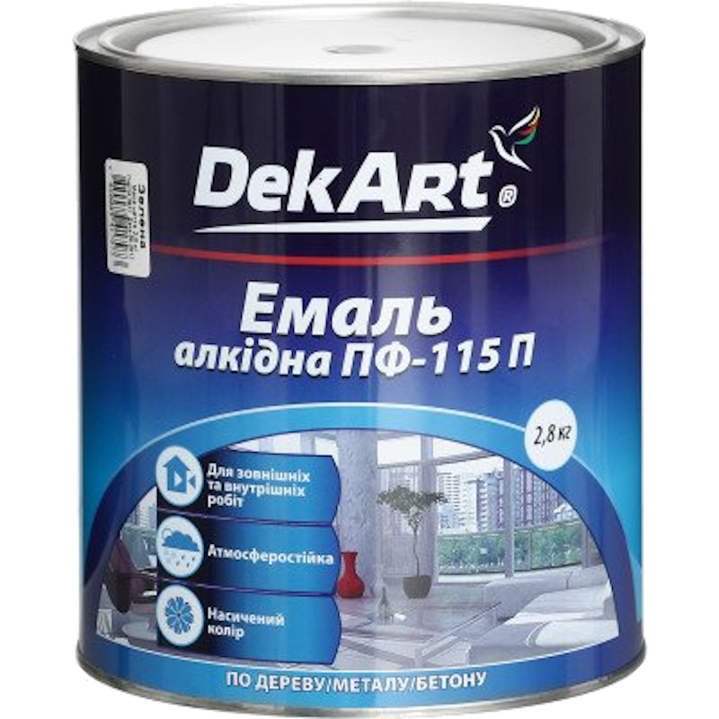 Емаль алкідна DEKART ПФ-115, глянець жовто-коричневий, 2,8кг